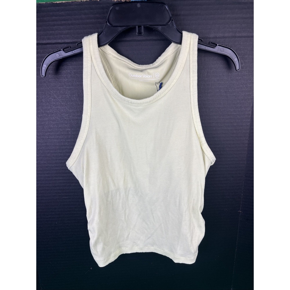 NWT Outdoor Voices Womens Rib Knit Tank Top Egret Yellow XS OV113W NWT